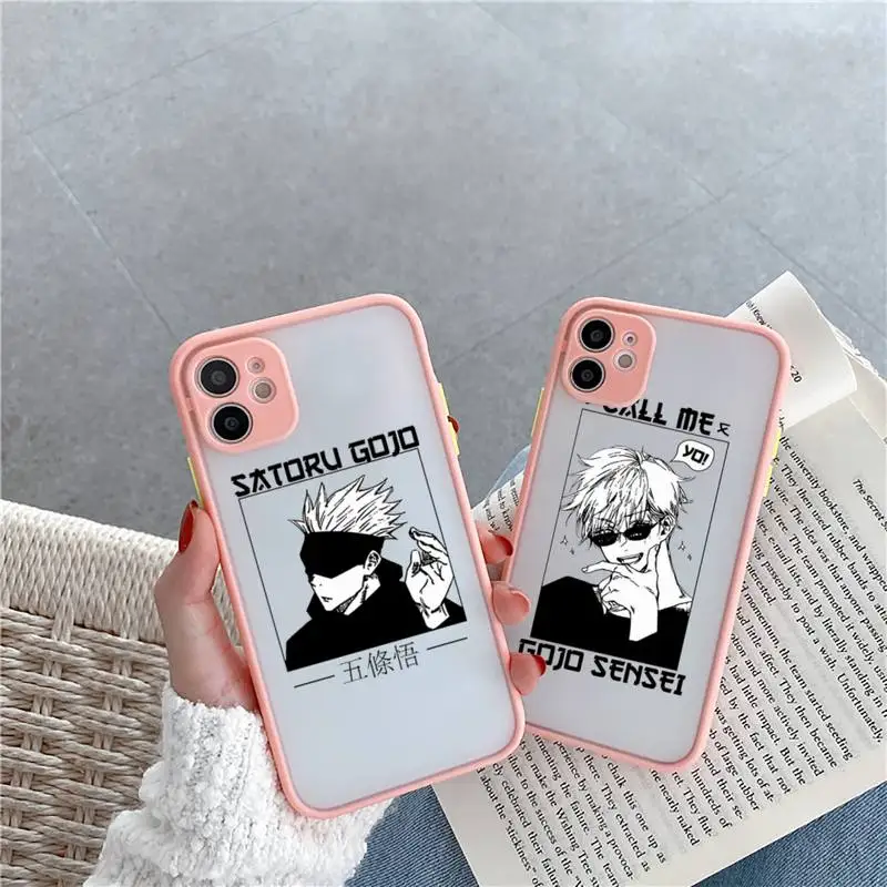 

Jujutsu Kaisen Phone Case For iPhone 12 11 Mini Pro XR XS Max 7 8 Plus X Matte transparent Pink Cover