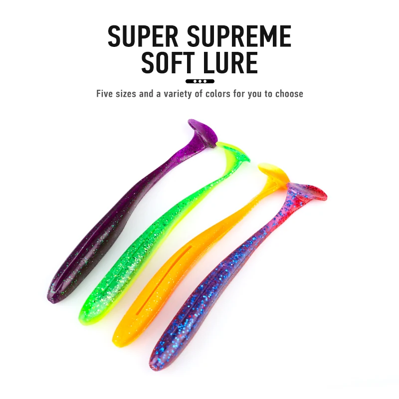 

ARDEA Easy Shiner Fishing Lure 10pcs 65mm/2g Silicone T Tail Soft Bait Wobbler Jigging Relax Wrom Double Color Shad Bass Leurre