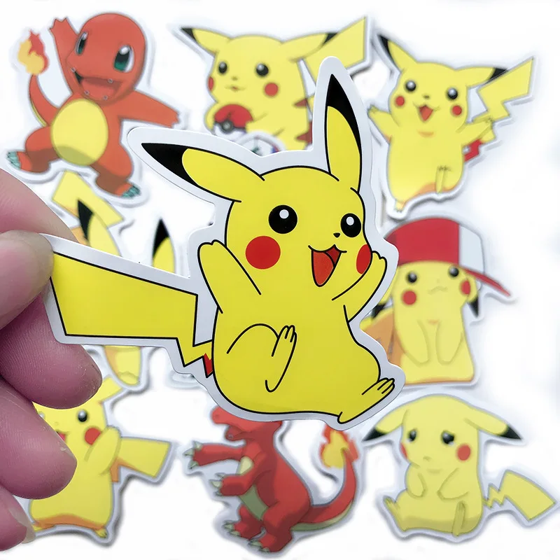 50 100 Uds pokemons de dibujos animados de PVC impermeable pegatina de Pikachu ordenador port&aacute;til, caso bar etiqueta engomada del coche-2