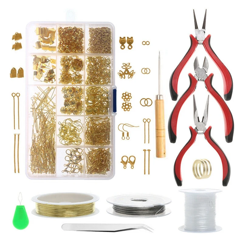 

Набор для изготовления ювелирных изделий «сделай сам», инструмент для изготовления браслетов, ожерелий, плоскогубцев, набор для начинающих...