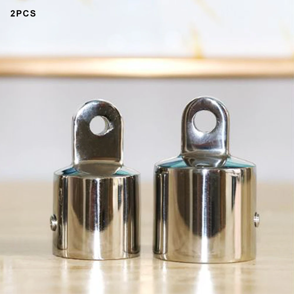 

2pcs/set Round Tubing DIY Lightweight Boat Fittings Easy Install Durable Top Cap External Eye End Stainless Steel Repair