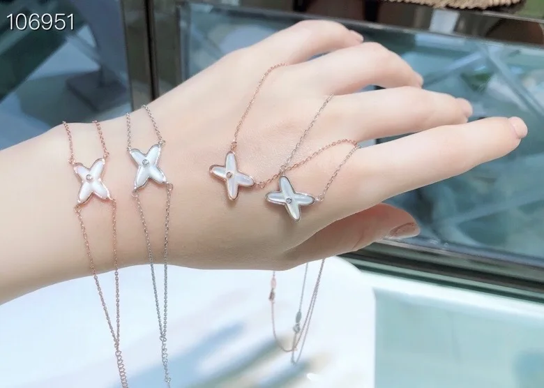 High Quality Brand Jewelry Classic White Shell Stone Bracelet S925 Sterling Silver Cross Bracelets For Women(DJ1322) | Украшения и