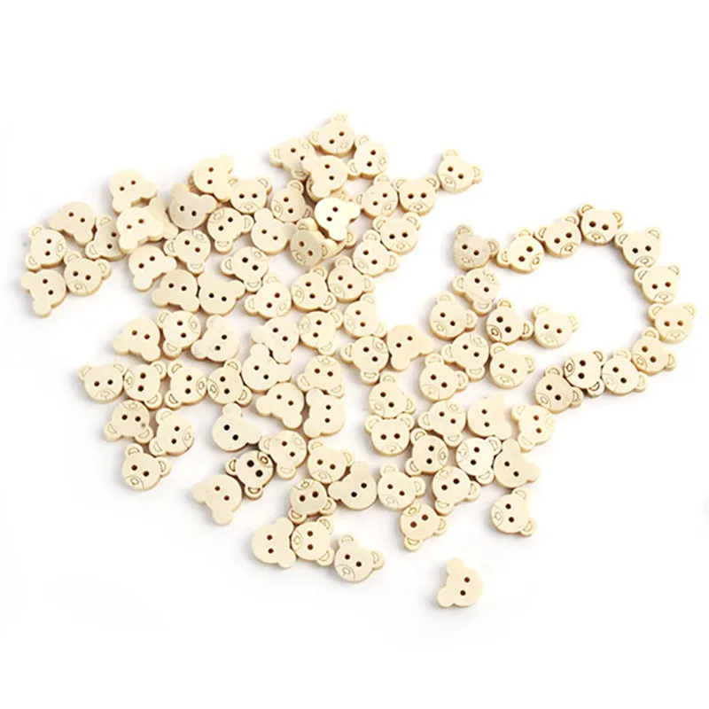 100 искусственные деревянные пуговицы в виде маленького мишки тедди рукоделие