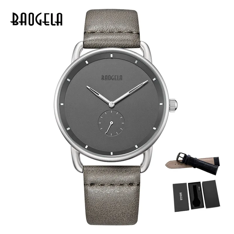 BAOGELA Топ люксовый бренд Мужские кварцевые часы с кожаным ремешком простые