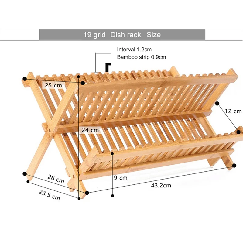 Бамбуковый держатель для тарелок двухуровневый стеллаж ограждения воды