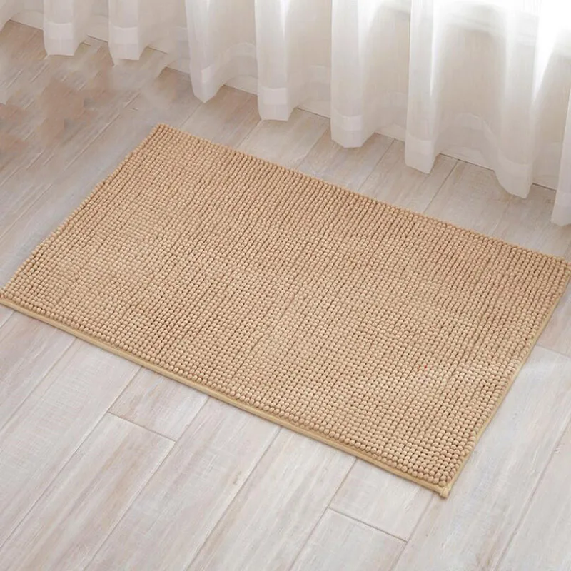 Light Tan Short-Haired Chenille Doormat Rug Water Absorption Carpet Kitchen Bathroom Carpet Floor Mat for Living Room Anti Slip Bath Mat - Цвет: Light Tan
