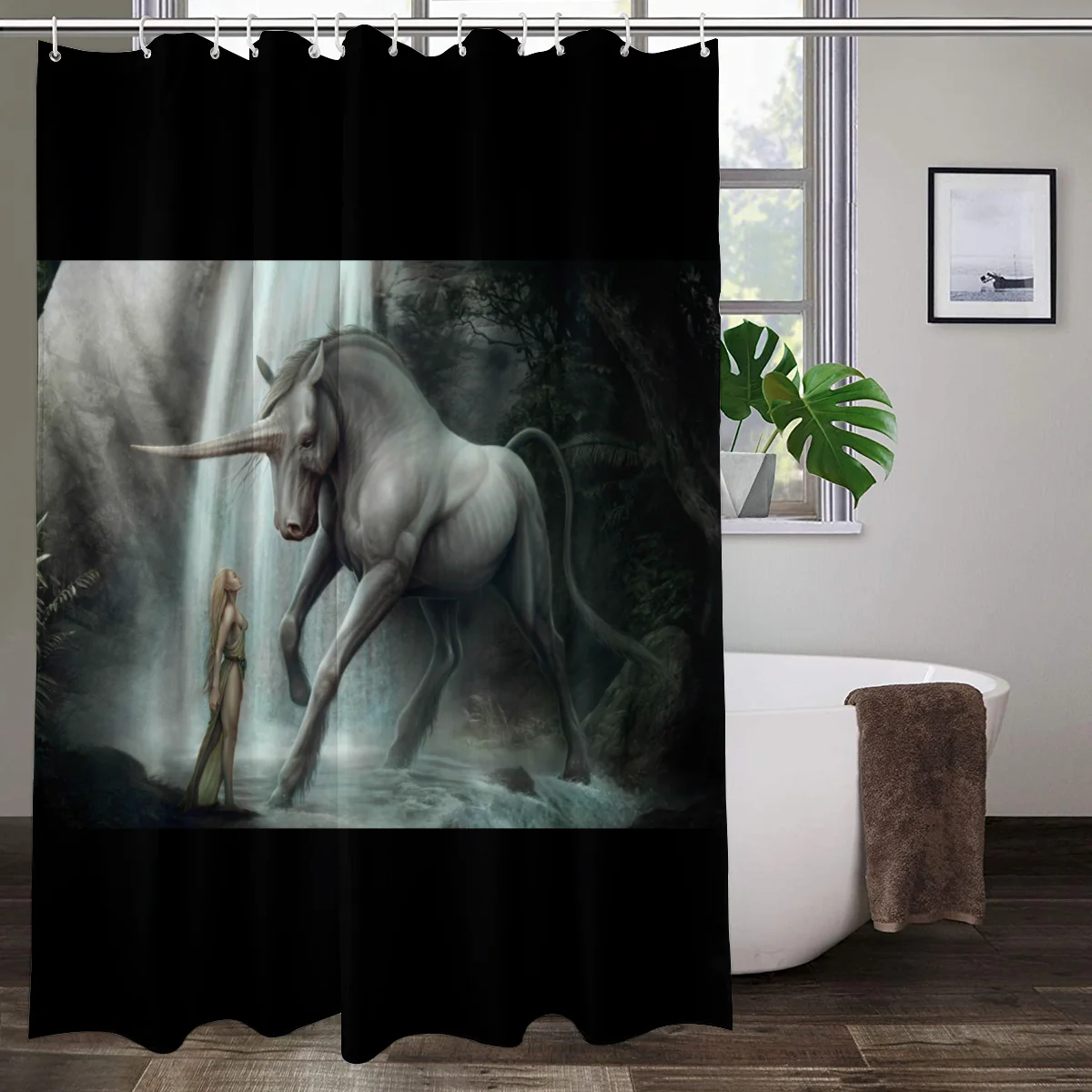 

Lovely Unicorn Shower Curtains Bathroom Decor Cartoon Rainbow Butterfly Kids Baby Bath Curtain Waterproof Polyester Fabric