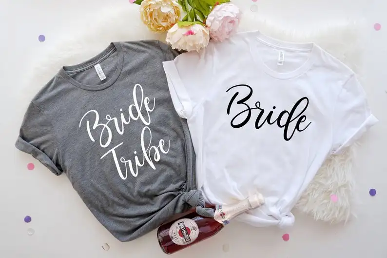 Невесты надпись Bride Tribe девичник вечерние Графические футболки для подружки