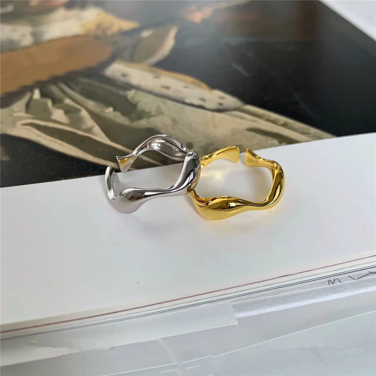 Модные яркие металлические кольца для женщин геометрические нестандартные