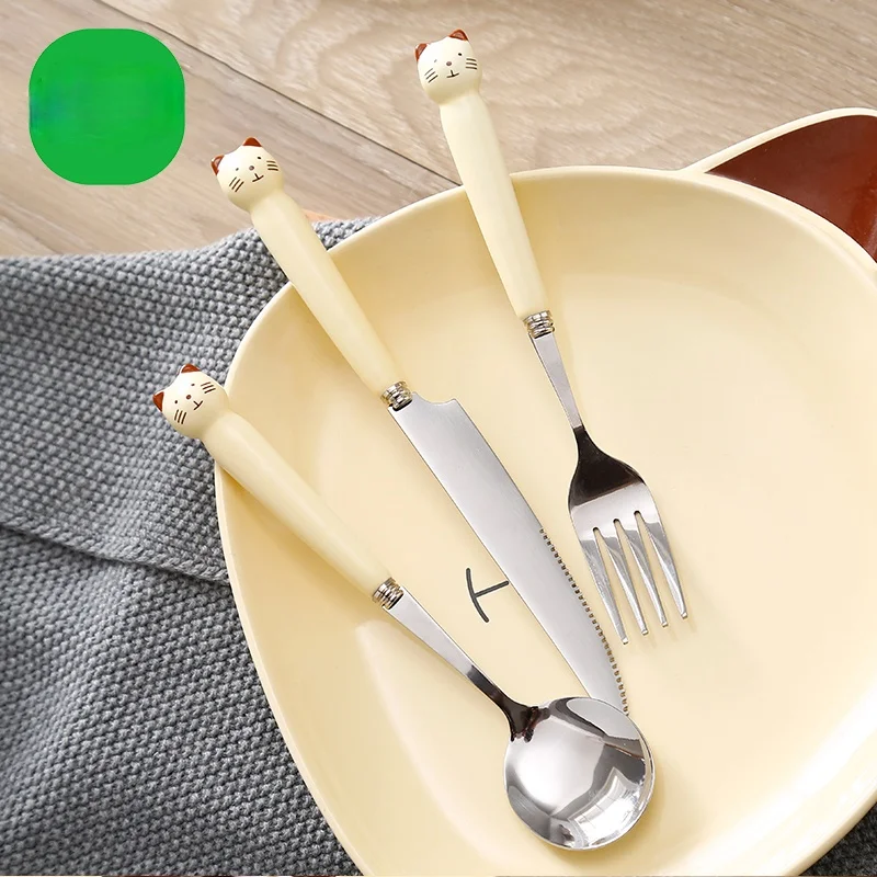 

Cute Steak Dinnerware Set Western Portable Japanese Stainless Steel Dinnerware Set Cuttlery Set Faqueiro Tableware DI50DC