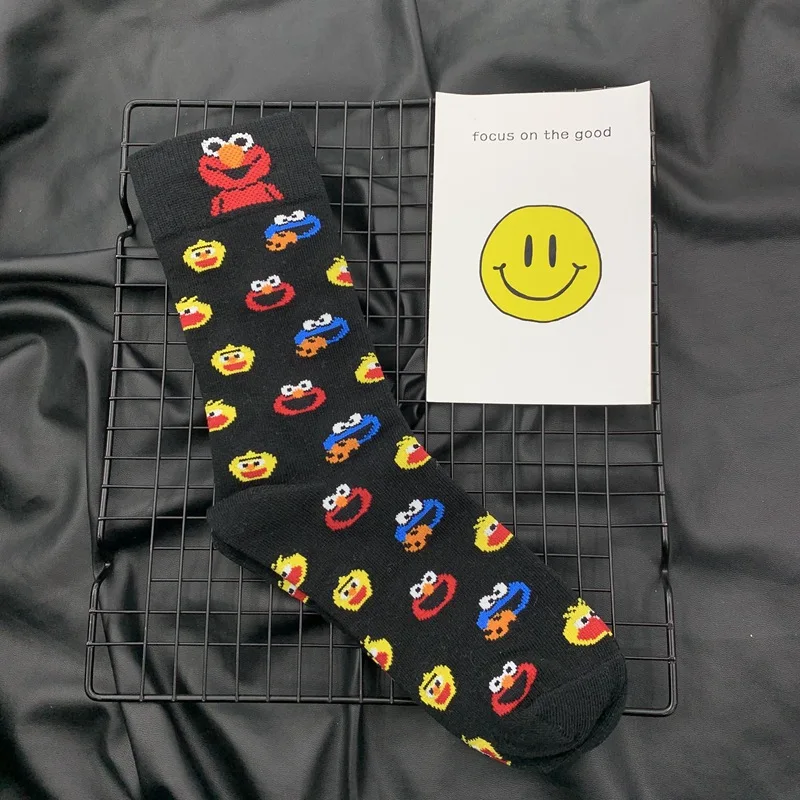 Sesame Street Cartoon Cosplay Socks Elmo Cookie Monster Novelty Funny Cute Kawaii Women Sock Winter Comfortable Cotton | Женская одежда