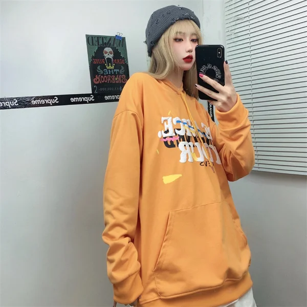 

Hooded Printed Sweater for Women Korean Style Loose