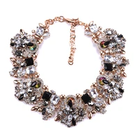 2020 vintage statement crystal round necklace colorful glass collar choker maxi necklace for women wedding fashion accessories