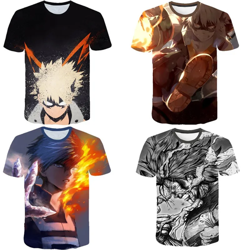 

Футболка для косплея из аниме «Моя боку», топ с круглым вырезом и короткими рукавами для мужчин и женщин, с 3D принтом академии, лето