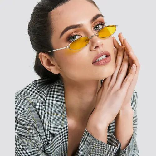 

Vintage Retro Small Oval Sunglasses Men Women Hippie Trendy Metal Frame Glasses