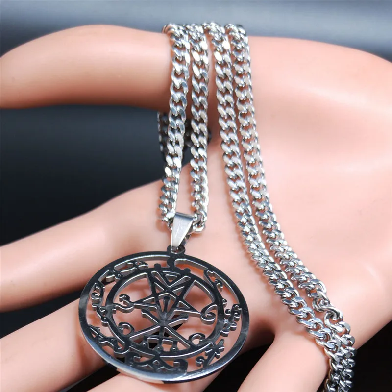Фото Sceal Sigil of Lilith, серебряный цвет, ювелирные изделия из нержавеющей стали, ожерелье с подвеской сатана, ожерелье, ключ, скрытая печать, знак Goetia ... №4