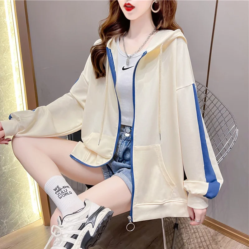 

Черные, серые, бежевые цветные толстовки #5518, свитшот, Топы, Пуловеры на молнии, хлопковые свитшоты с капюшоном для бейсбола, женские свободн...