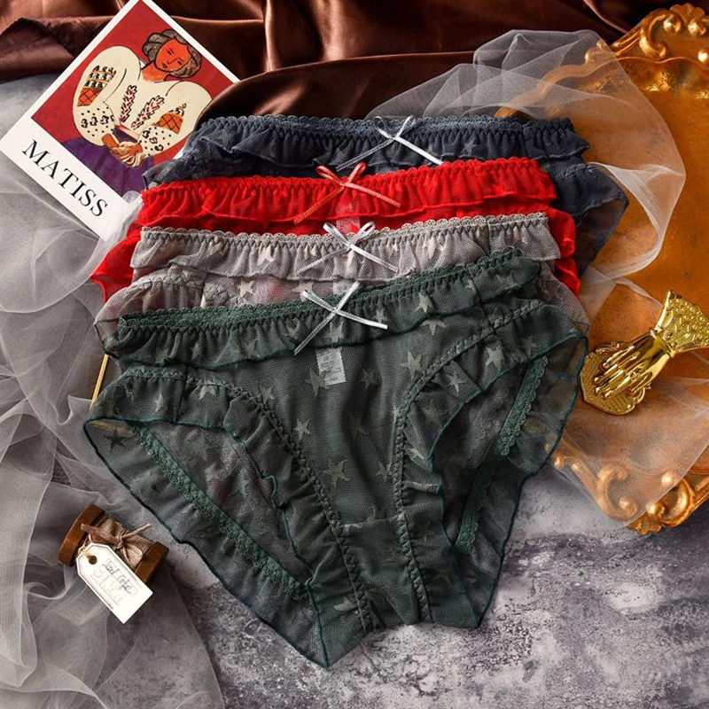 Женские трусики большого размера сексуальное прозрачное нижнее белье с бантом