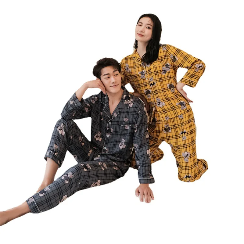 Long Sleeve Pajamas Autumn Trousers Suit Printing Cartoon Bear Fashion Pyjama Set Large Size Nightwear Home Service