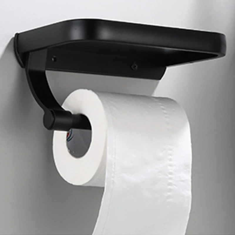 

Настенный держатель для салфеток, стойка для туалетной бумаги, держатель рулона с полкой для телефона, хранилище для ванной комнаты, ванной ...