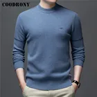 COODRONY бренд осень зима толстый теплый свитер 100% чистый мериносовой шерстяной пуловер для мужчин мягкий кашемировый трикотаж рубашки с О-образным вырезом C3114