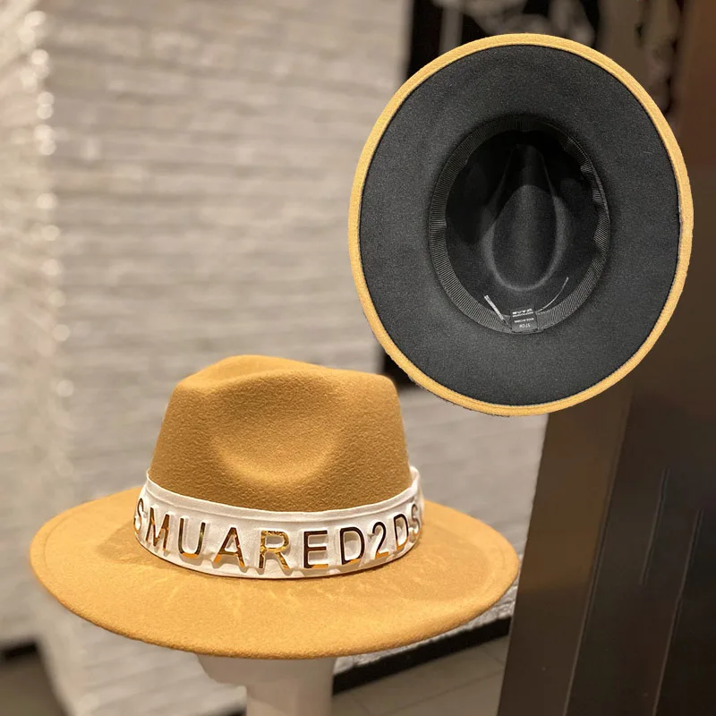 

Retail Fedora ladies jazz hat autumn and winter British style camel black top hat men's winter hat шапка женскаязима 2021