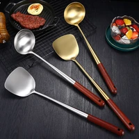 jaswehome wok spatula with long wooden handlestainless steel non stick spatula spoon ladle kitchen tools wok utensils