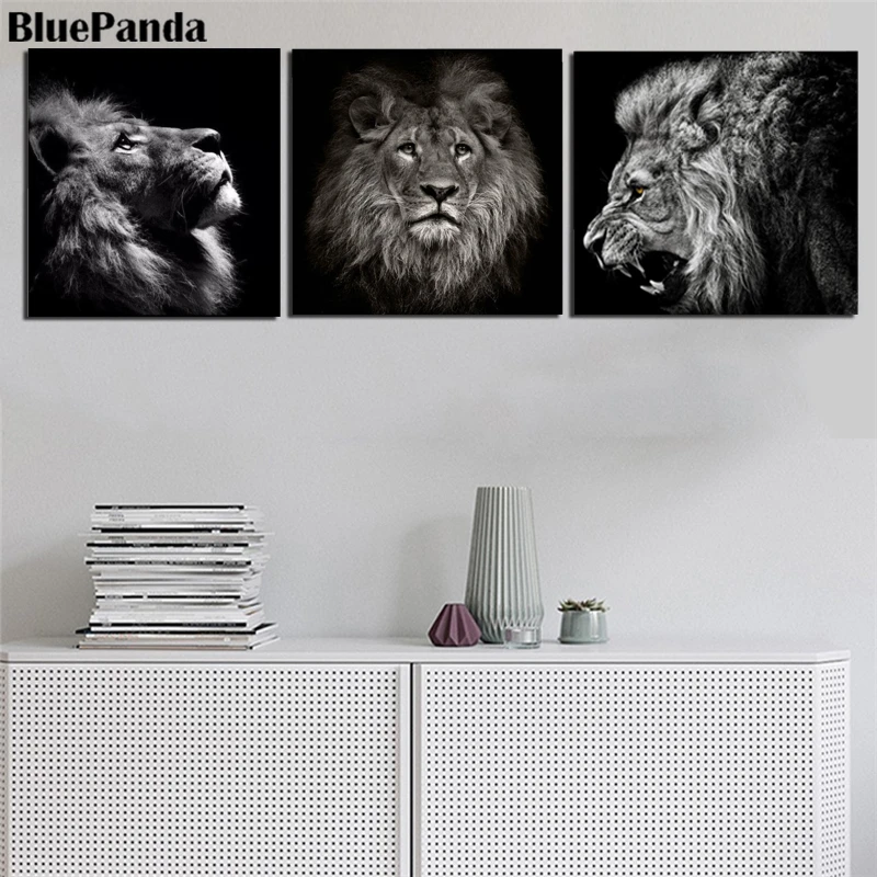 Африка джунгли дикое животное Лев тигр черно-белые картины на холсте стены