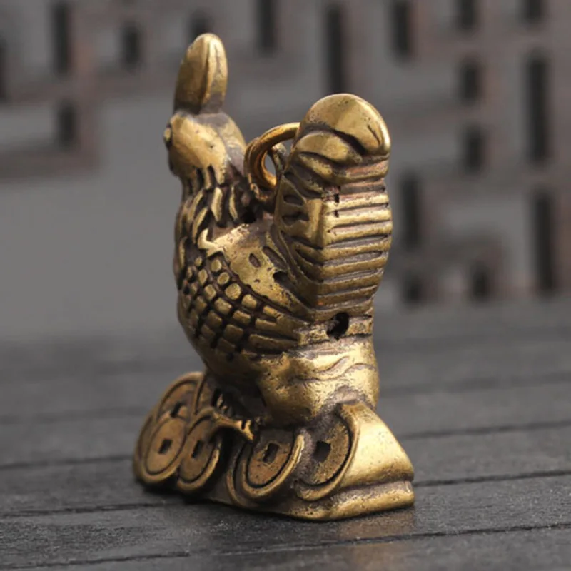 

Solid Brass Rooster Figurine Mini Animal Statue Ornament Home Office Desk Decor Solid Brass Retro Zodiac Rooster Pendant Home