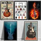 Современная Настенная живопись, холст, коллекция гитар, музыкальных инструментов, постеры и принты, украшение для дома, комнаты