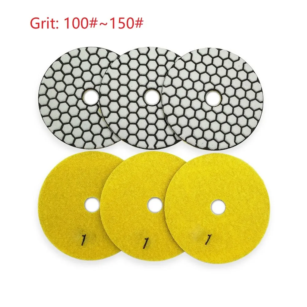 

6pcs Sanding Discs 4inch Diamond Dry Polishing Pads For Granite & Marble Stone Sanding Disces Flexible And Smooth Polishing
