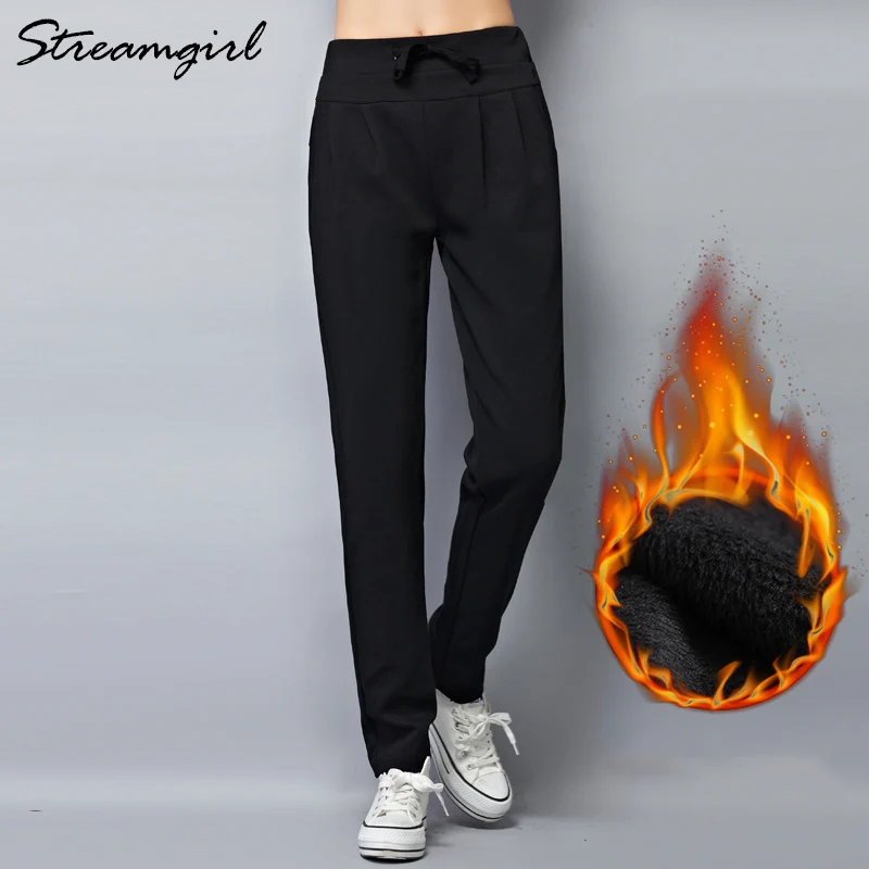 Velvet Black Зимние штаны из флиса для женщин, теплые женские спортивные брюки, синие,, большие размеры, штаны для дам, шаровары, зимние - Цвет: Velvet Black