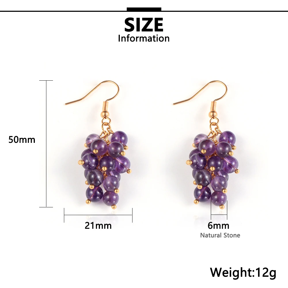 Женские Висячие серьги с натуральным фиолетовым кристаллом аметисты оникс