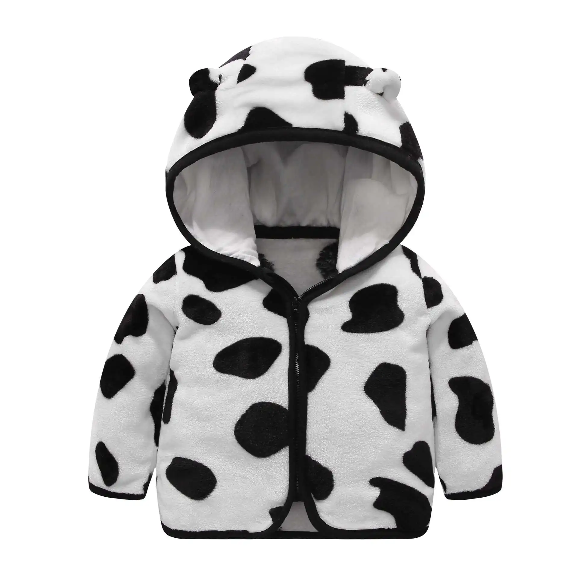 COW-A33 Пальто для маленьких мальчиков и девочек; осенне-зимняя одежда; детское бархатное пальто кораллового цвета; утепленная верхняя одежда для малышей; Детские теплые куртки на молнии с капюшоном - Цвет: COW-A33