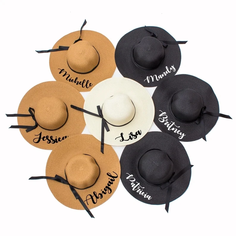 Customized Bride Hats Personalized Beach Hat Mrs. Beach Hat Bridesmaid Gift Bridal Summer