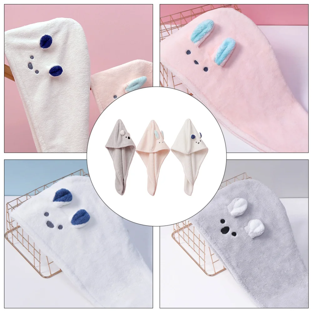 

3pcs Cartoon Drying Cap Hair Dry Wraps Dry Hair Cap for Female Lady