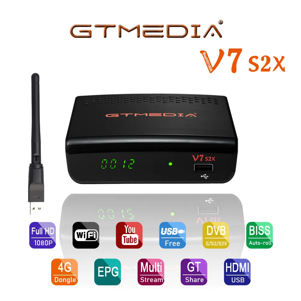 

GTMedia V7S2X Satellite TV Receiver DVB-S2 S2X Full 1080P With USB WIFI Youtube T2-MI EPG ACM VCM PK Freesat V7S HD Set top box