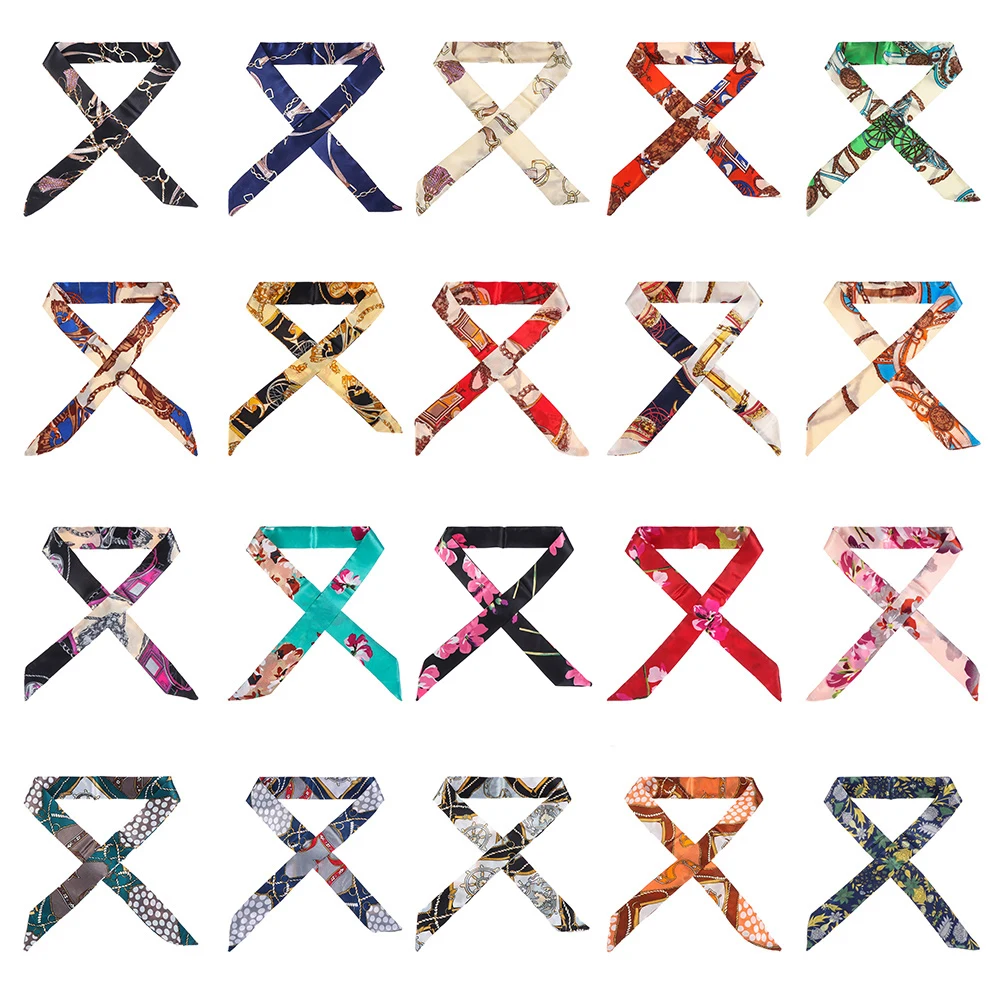 Новинка 2021 шелковый шарф повязка на голову Длинная лента хвост резинка для волос