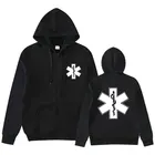 Кардиган с капюшоном на молнии для мужчин и женщин, флисовый свитшот с длинным рукавом, с принтом скорой помощи, для осени и зимы