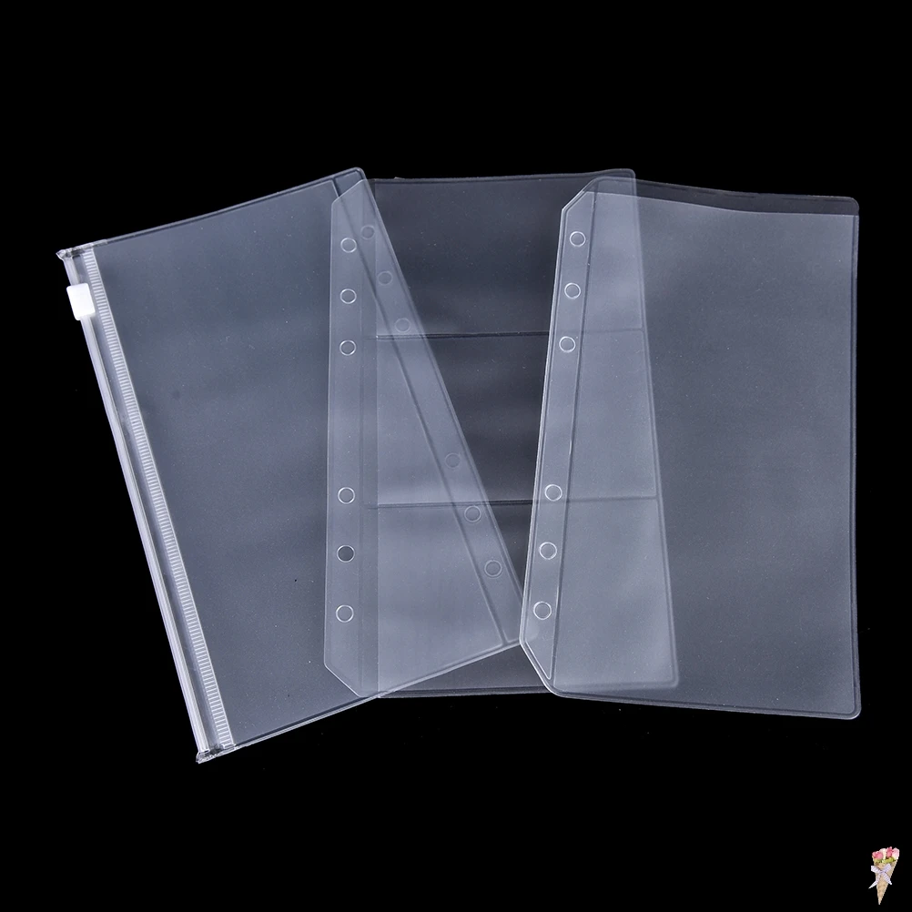 

Transparent Zip Lock A5/A6 PVC Envelope Binder Pocket Refill Organiser Stationery for 6 Holes