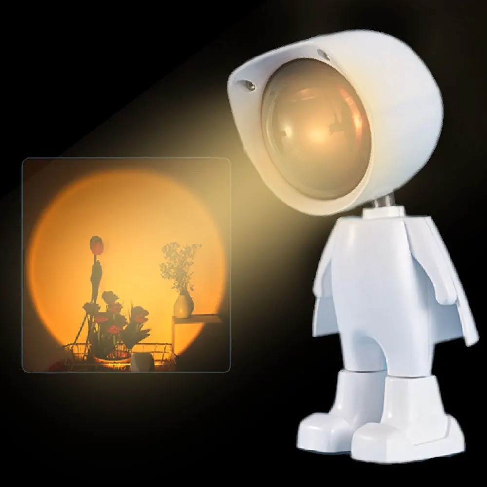 

LED Astronaut Robot Projector Night Atmosphere Light USB Charge Sunset Stepless Dimming Selfie Wall Light For Home Decoration