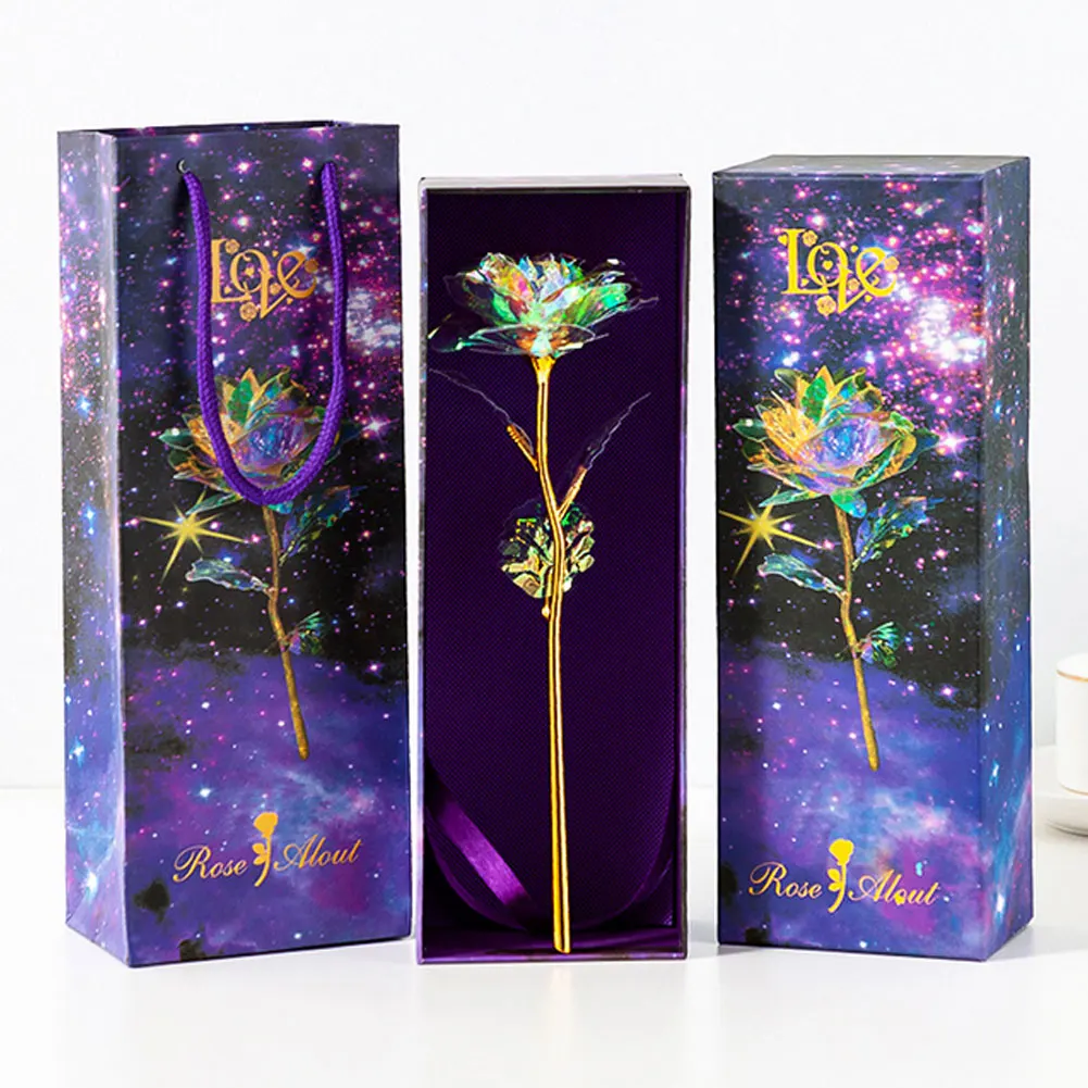 

Artifical LED Plastic Rose Multicolor Cellophane Galaxy Rose Flower Decoration for ValentineS Day Engagement Christmas Festivals