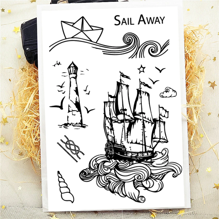 11x16 см пиратский корабль прозрачный печать прозрачные наклейки силиконовый