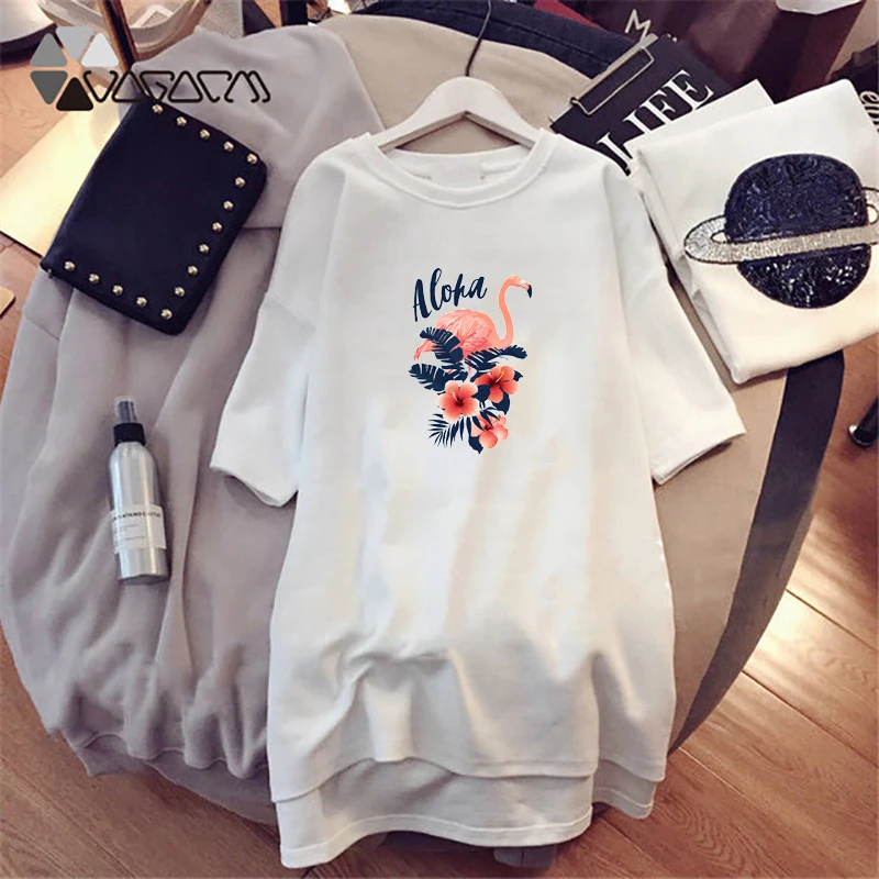 Летние женские платья Фламинго цветочный принт одежда романтическая Свободная