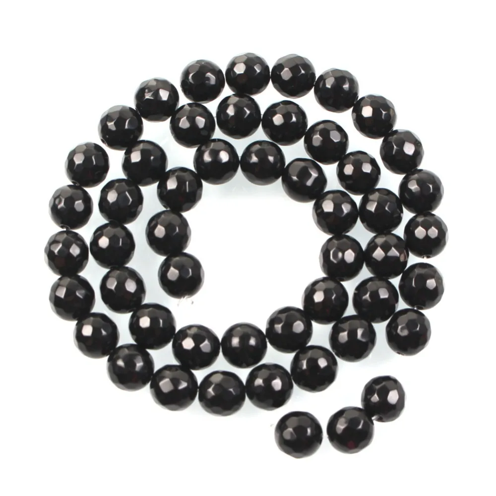 16 &quotнитка бусины из натурального камня граненые черные Агаты круглые свободные