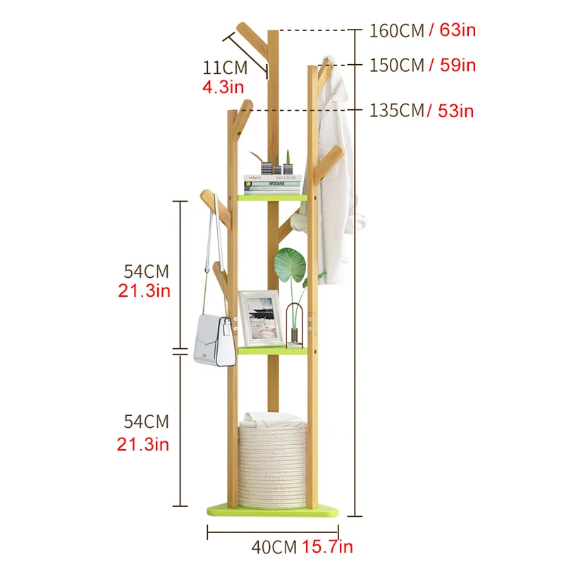 

Solid Wood Hanger Floor Standing Coat Rack Creative Home Furniture Clothes Hanging Storage Rack Wood Hanger Bedroom Drying Rack