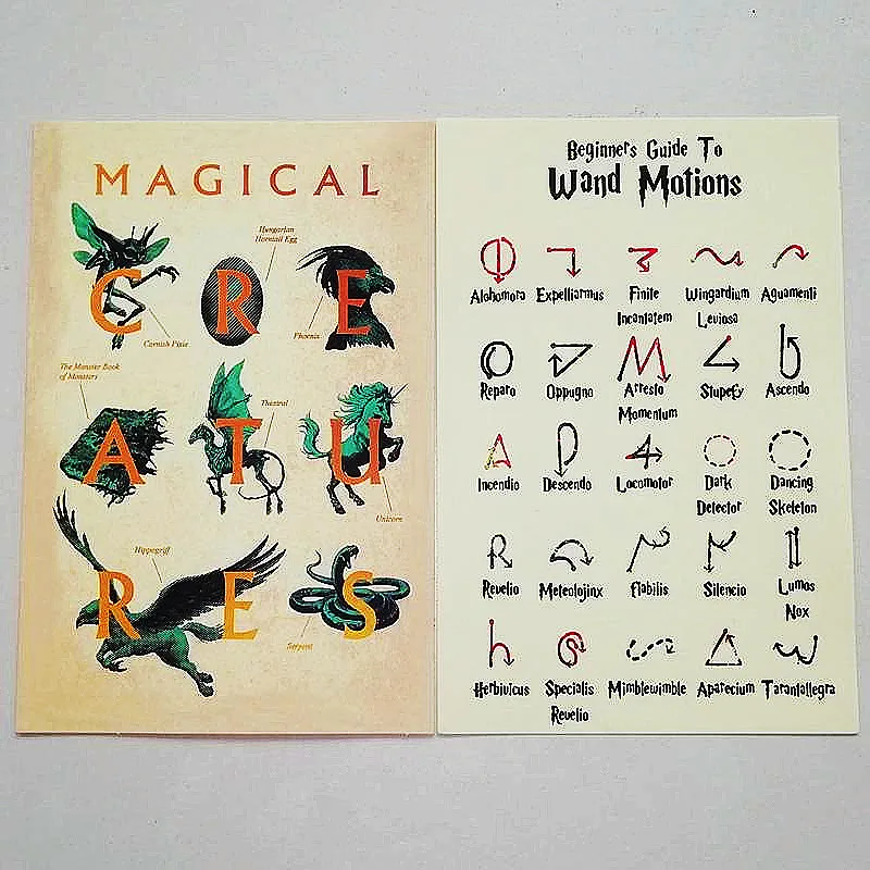 

100cards Multicolor 14*21cm Harry Magical guider Wand Poster unicorn Beginner's Guide to Wand Motions funny toy