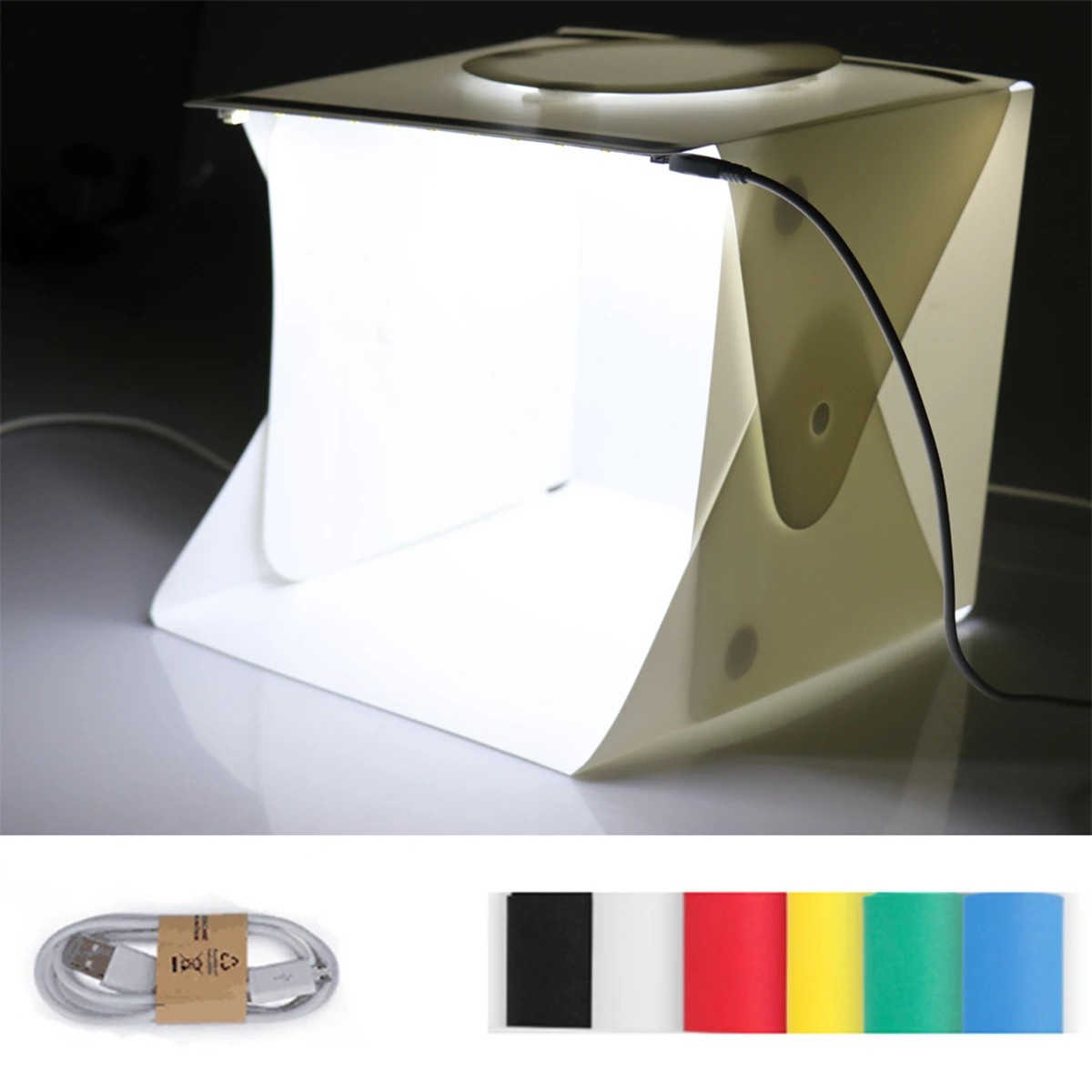 Folding Lightbox Photography Photo Studio Softbox Dual LED Strip Lights Soft Box Background Kit Light for DSLR Camera | Электроника