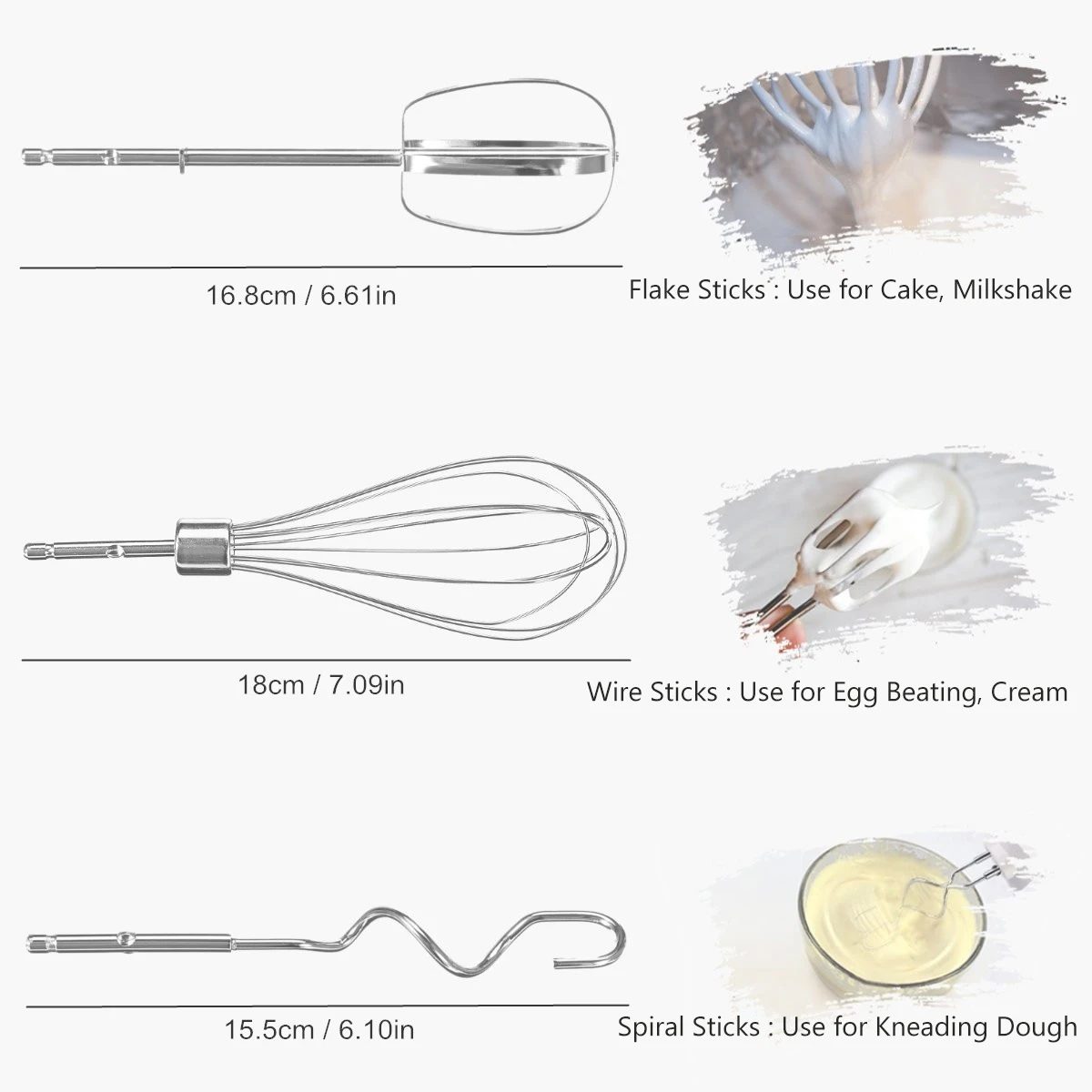 Ручной миксер Электрический яичное било 300W Мощный 5 Скорость для выпечки торта 6
