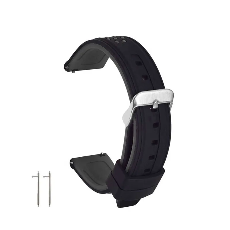 

20mm 22mm 24mm two-color silicone strap for samsung galaxy huawei watch band smart watch Accessories Quick release switch ears
